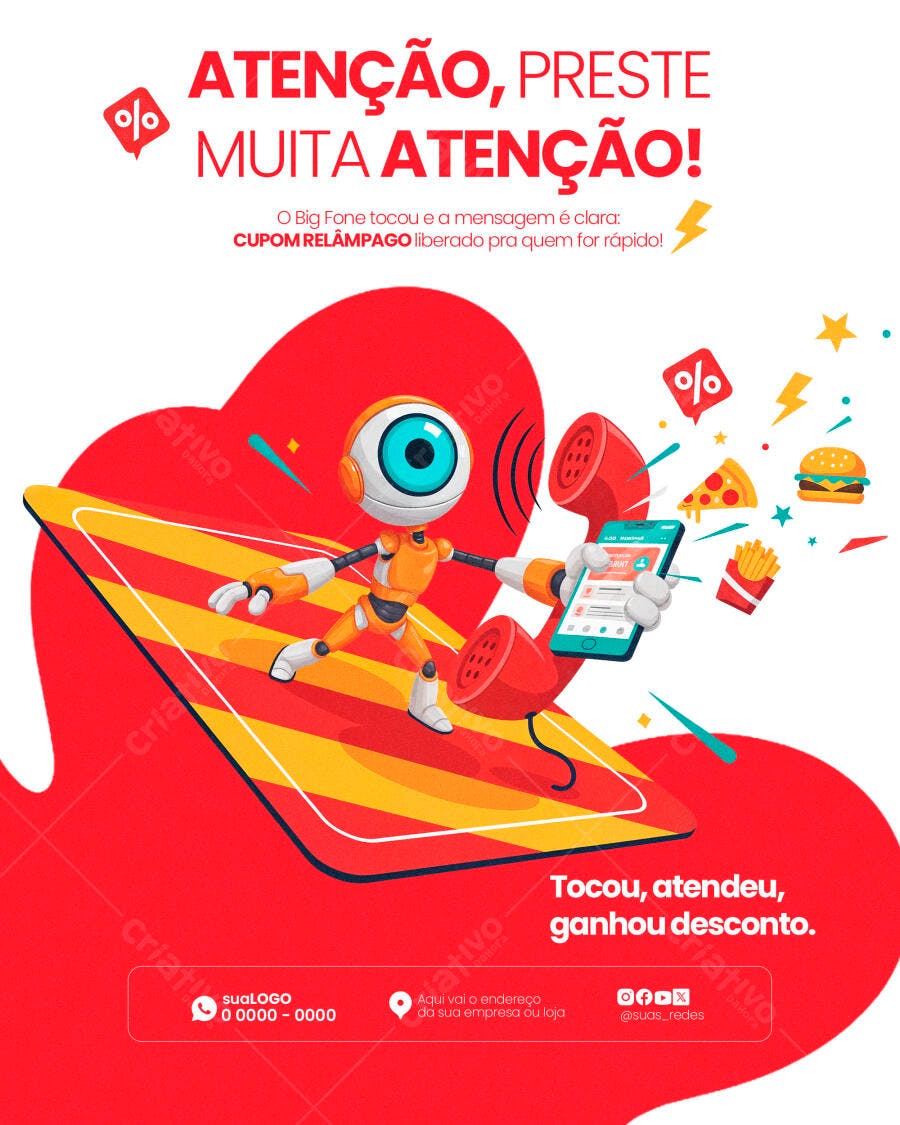 Post Instagram Big Fone Cupom Desconto PSD Editável