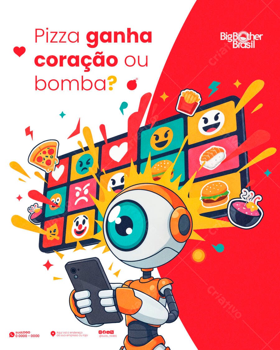 Post Instagram Big Brother Brasil Enquete Comida PSD Editável
