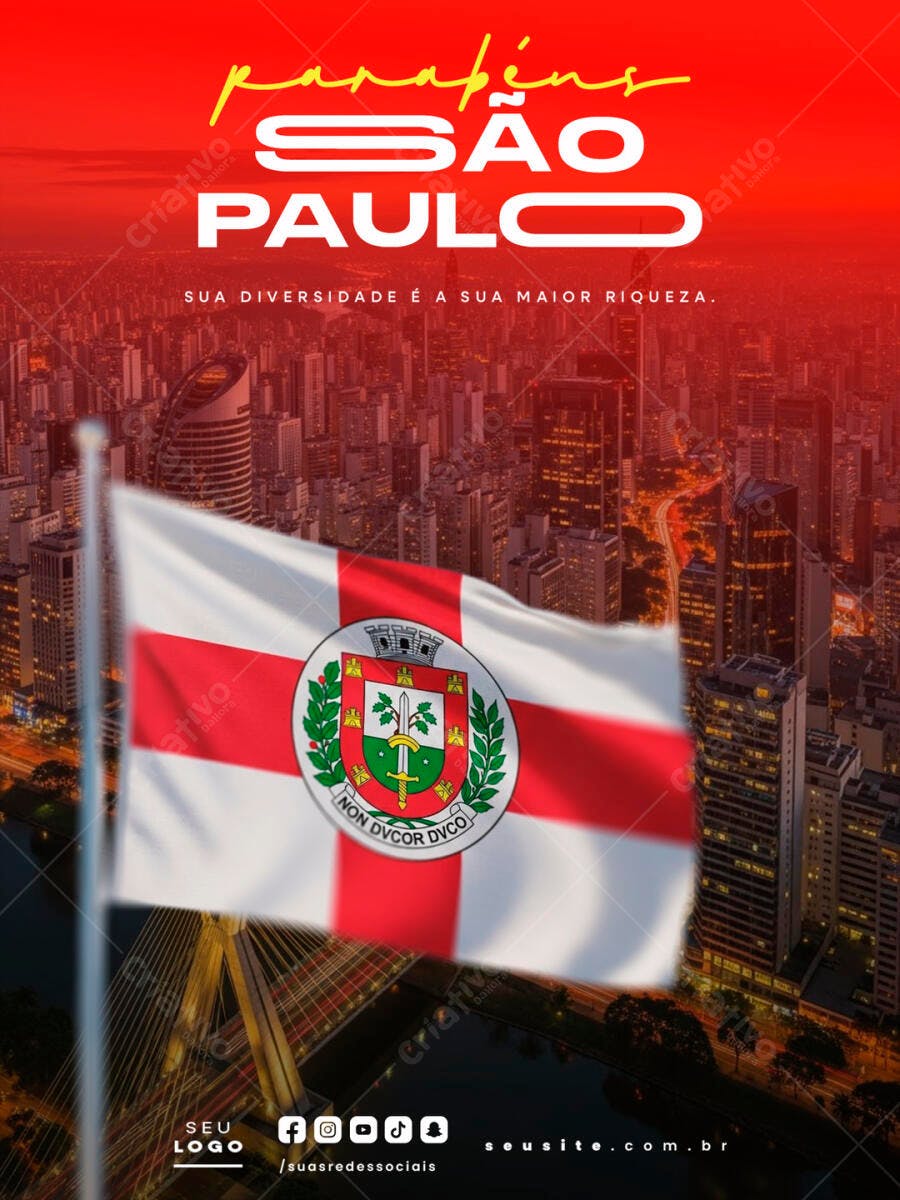 Post Instagram Aniversário São Paulo PSD Editável
