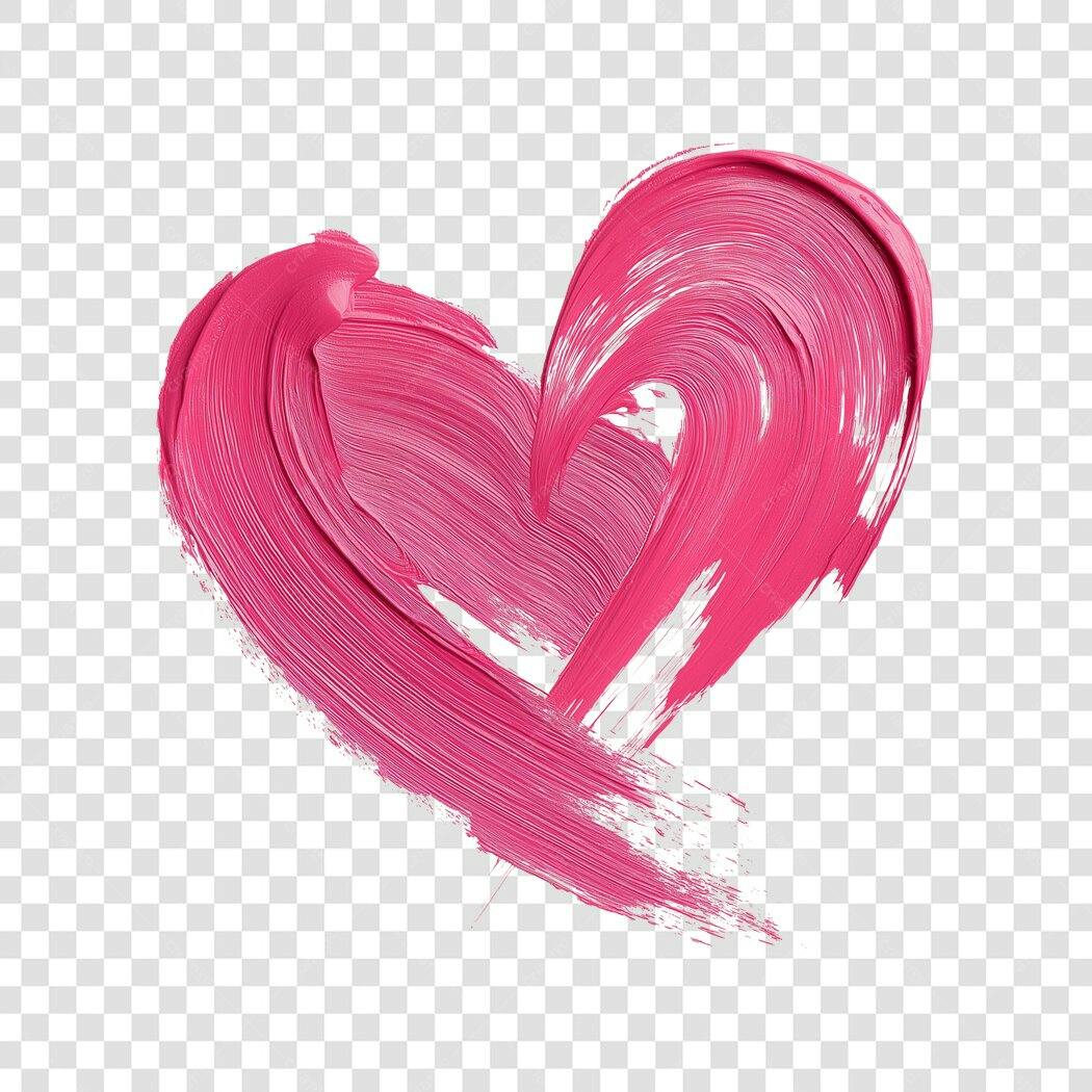 Elemento Decorativo Coração Pincelada Rosa PNG Fundo Transparente