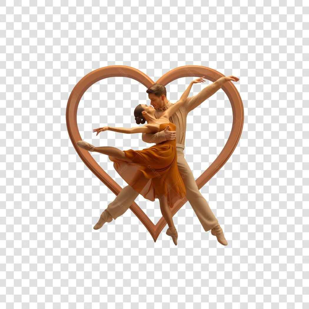 Foto Recortada Casal Dançando Coração Dia dos Namorados PNG Fundo Transparente