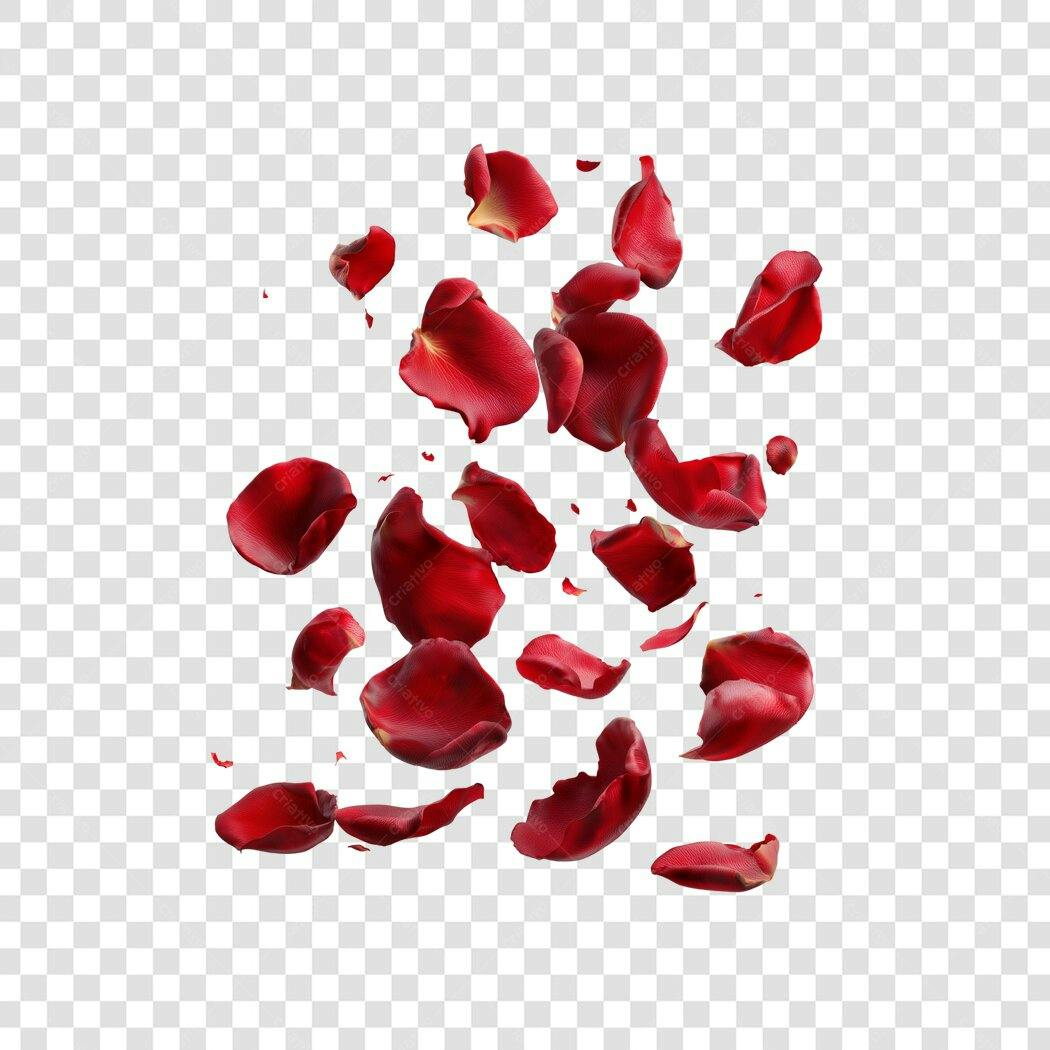 Foto Recortada Pétalas de Rosas Vermelhas PNG Fundo Transparente
