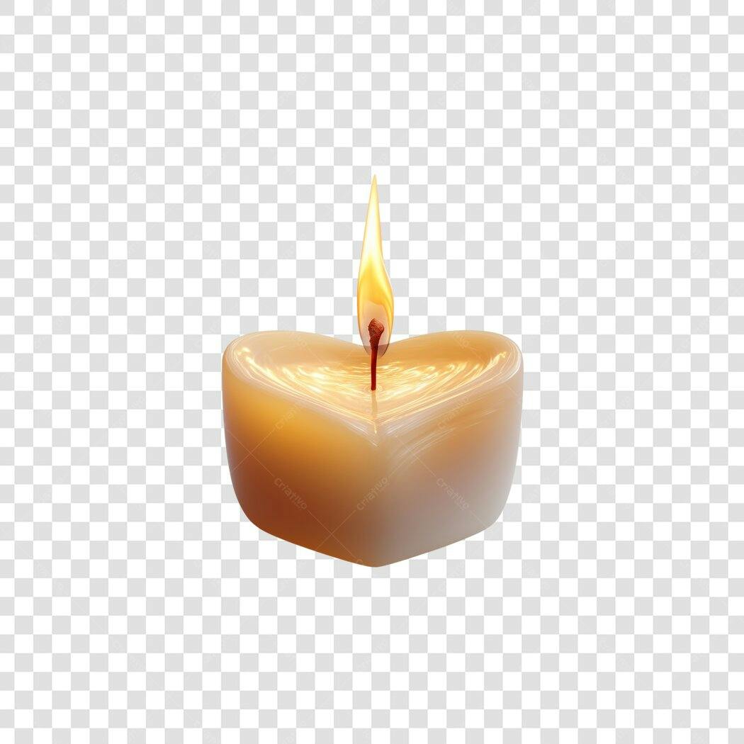 Foto Recortada Vela Coração Acesa PNG Fundo Transparente