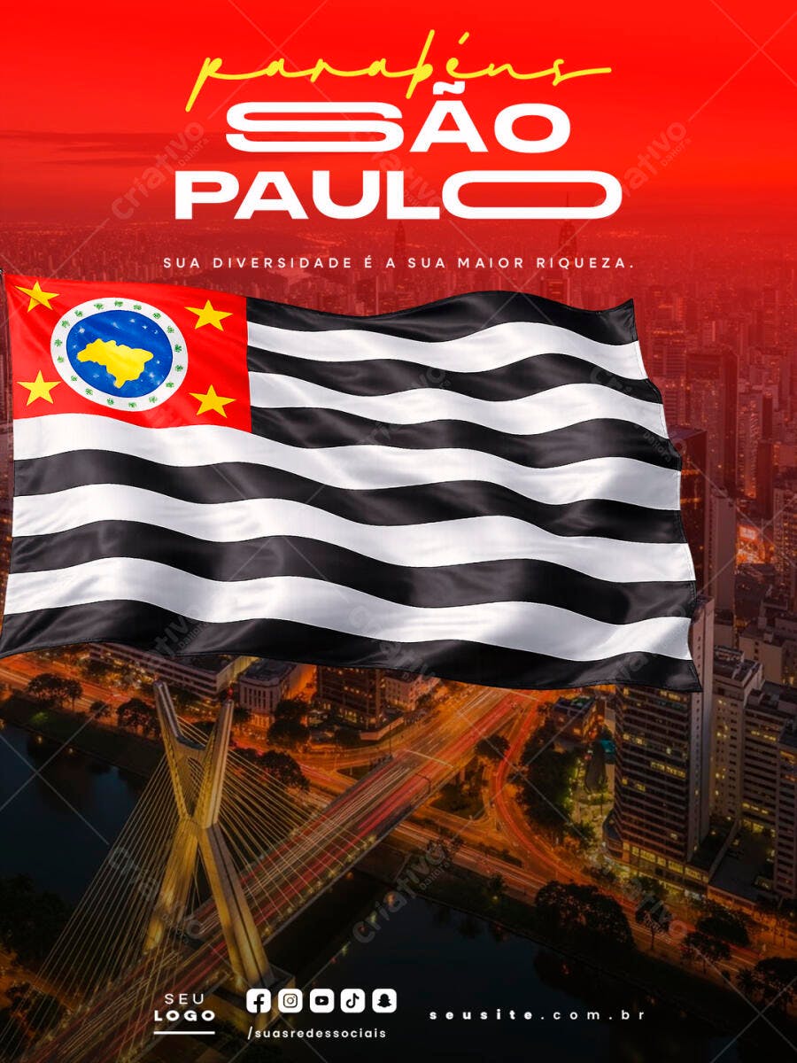 Post Instagram Aniversário São Paulo PSD Editável