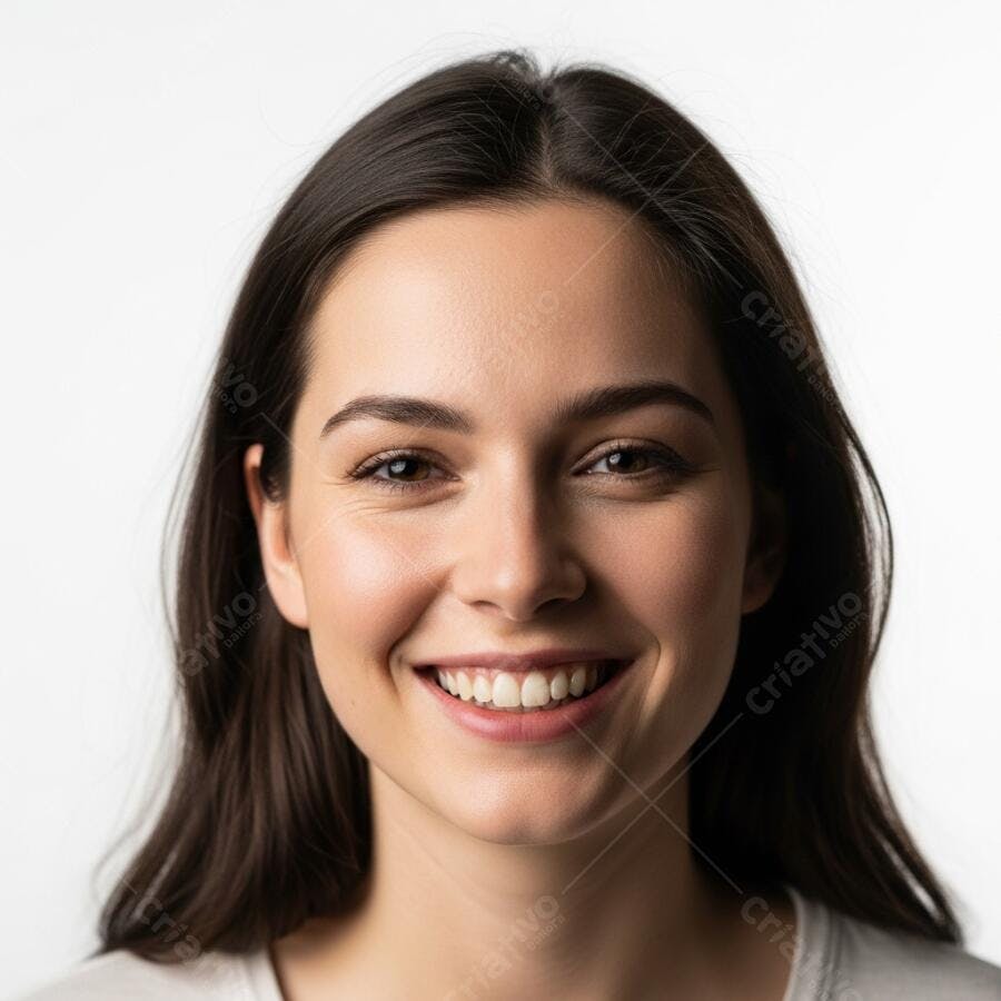 Foto Mulher Jovem Sorrindo Retrato Profissional Fundo Branco