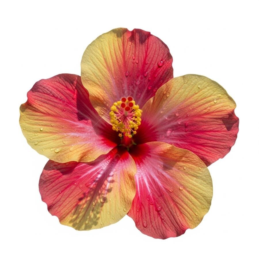 Foto Flor Hibisco Vermelho Amarelo Fundo Branco Isolado