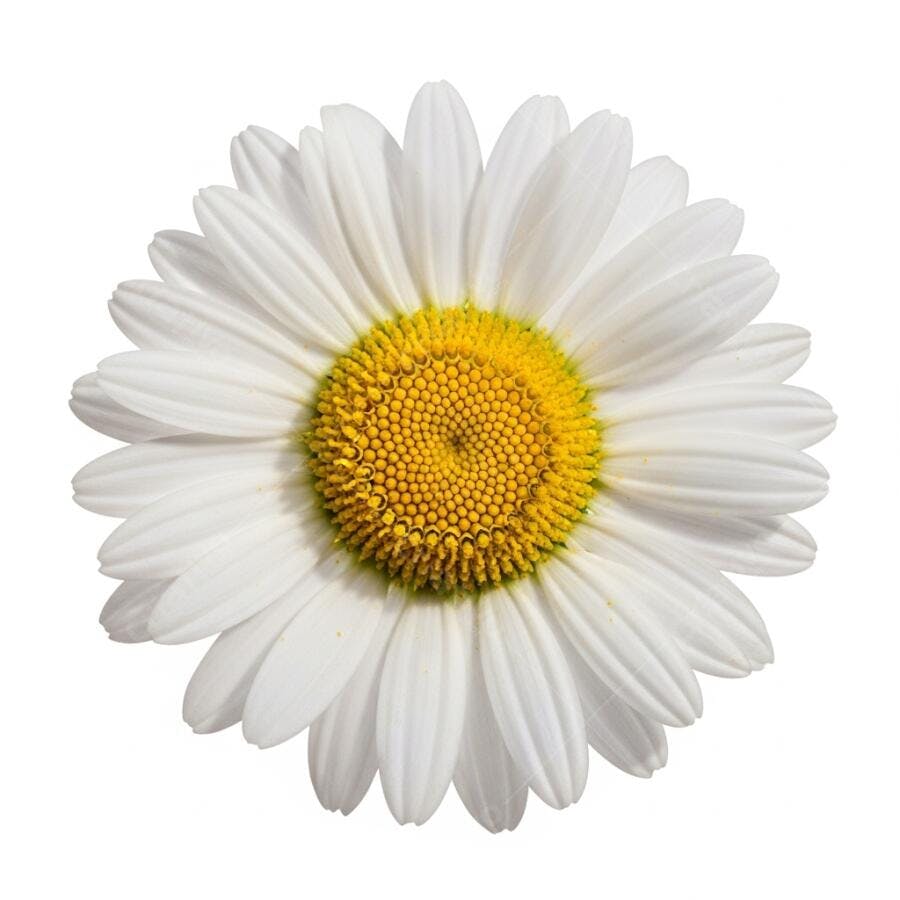 Foto Margarida Flor Branca Centro Amarelo Fundo Branco