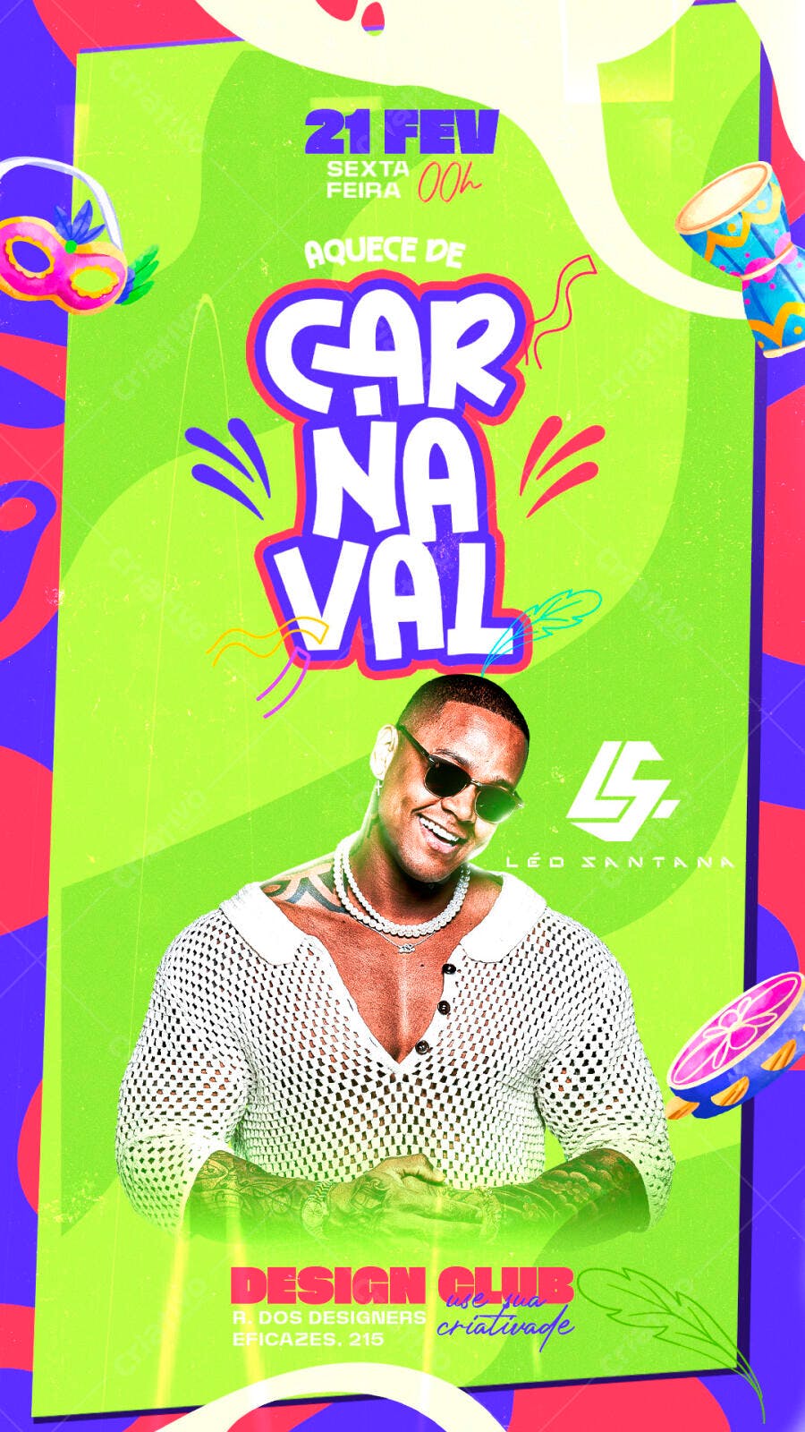 Story Instagram Carnaval Fevereiro PSD Editável