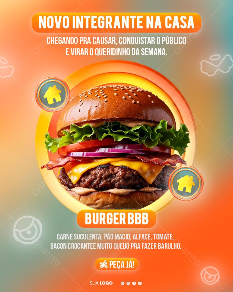 Post Instagram Hamburgueria Burger BBB PSD Editável