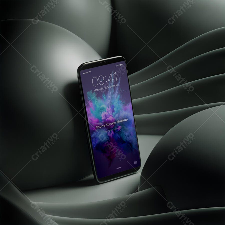 Mockup Celular Smartphone Tela Frontal Fundo Escuro Editável