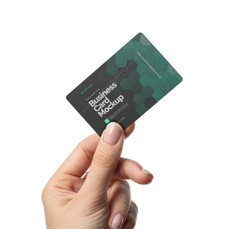 Mockup Cartão de Visita Mãos Segurando Fundo Branco Editável