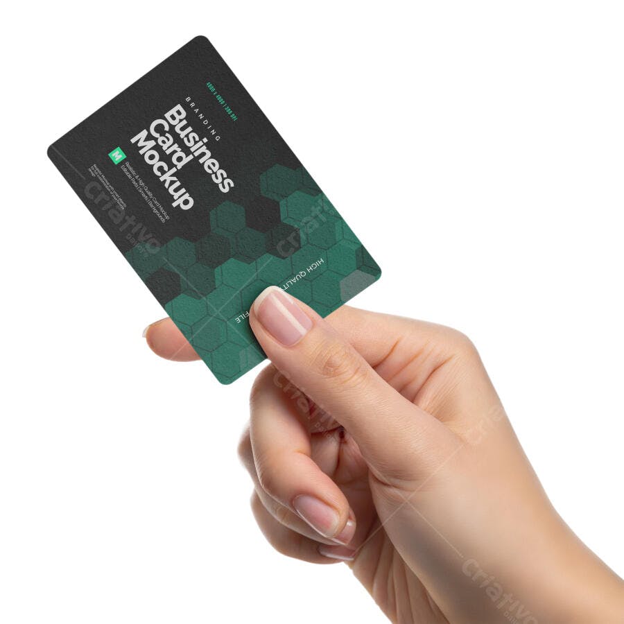 Mockup Cartão de Visita Mãos Segurando Fundo Branco Editável