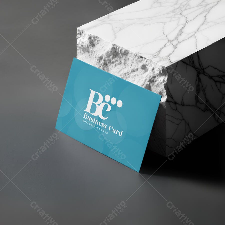 Mockup Cartão de Visita Horizontal Bloco Mármore Editável
