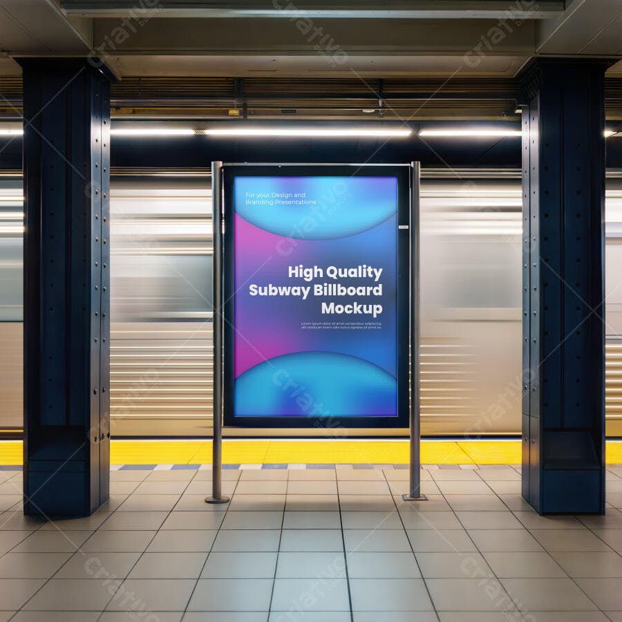 Mockup Outdoor Painel Metrô Estação Subway Editável