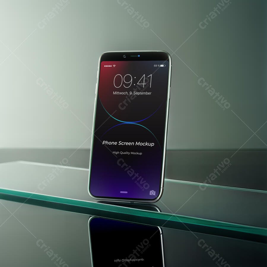 Mockup Smartphone Tela Flutuante Reflexo Editável