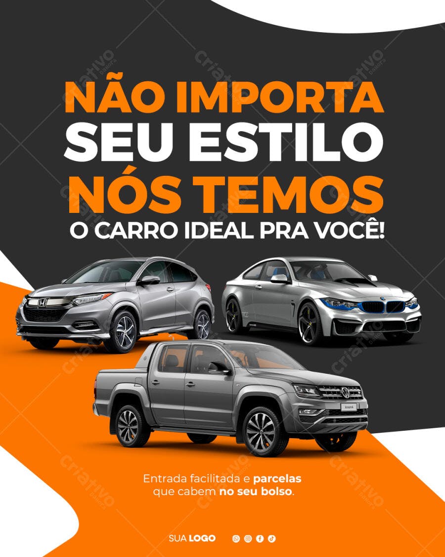 Post Instagram Concessionária Carros PSD Editável