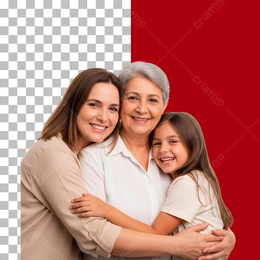 Foto Recortada Três Gerações Família Feliz PNG Fundo Transparente