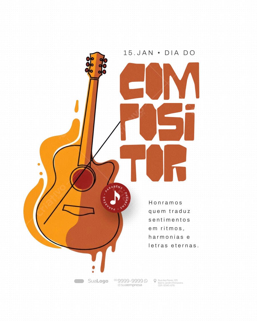 Post Dia do Compositor 15 de Janeiro PSD Editável