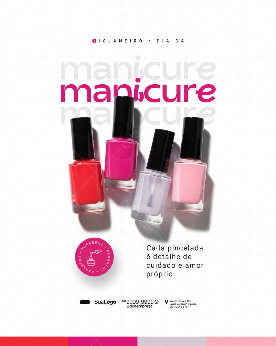 Post Instagram Dia da Manicure Salão de Beleza PSD Editável