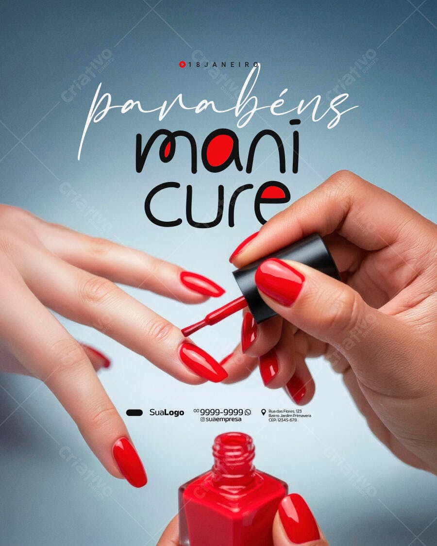 Post Instagram Dia da Manicure Salão de Beleza PSD Editável
