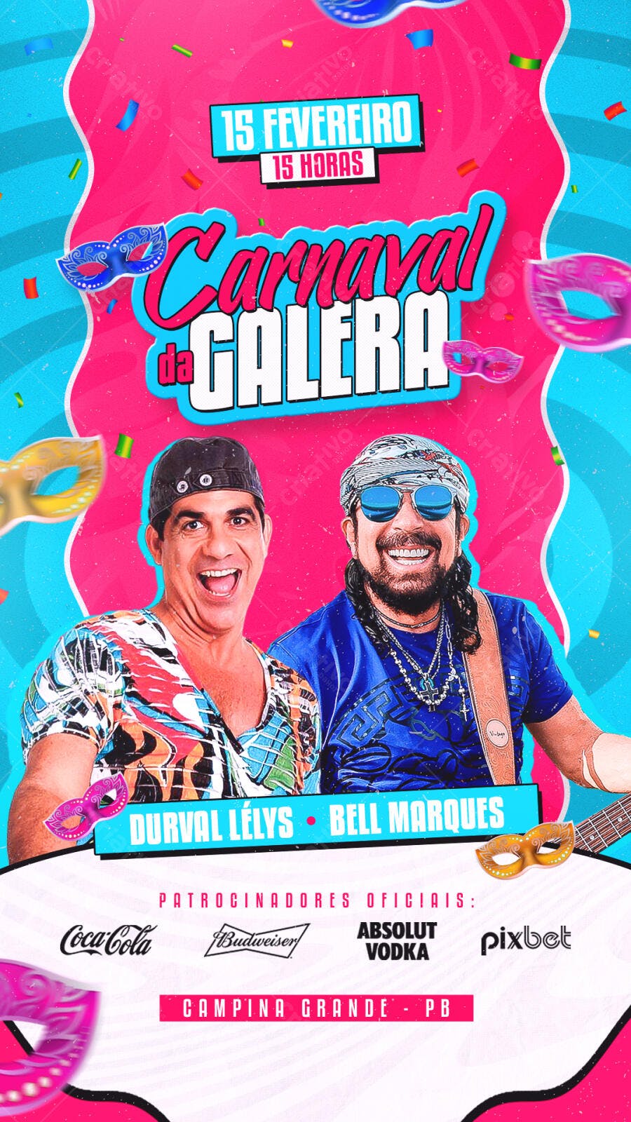Flyer Carnaval da Galera Fevereiro PSD Editável