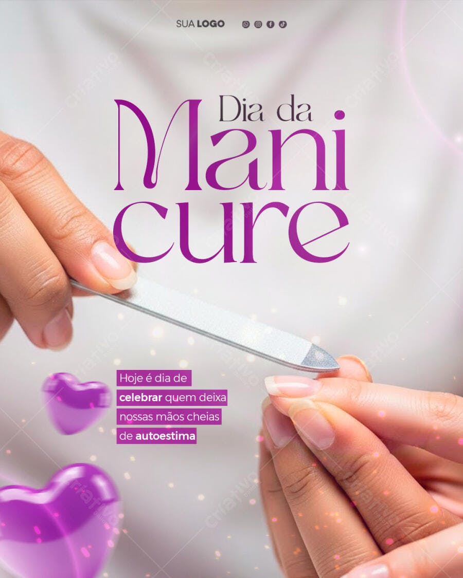 Post Instagram Dia da Manicure Salão de Beleza PSD Editável