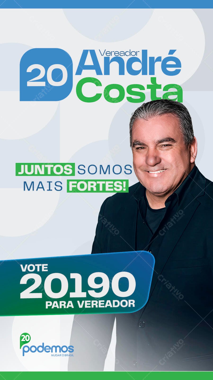 Santinho Político Vereador André Costa PSD Editável