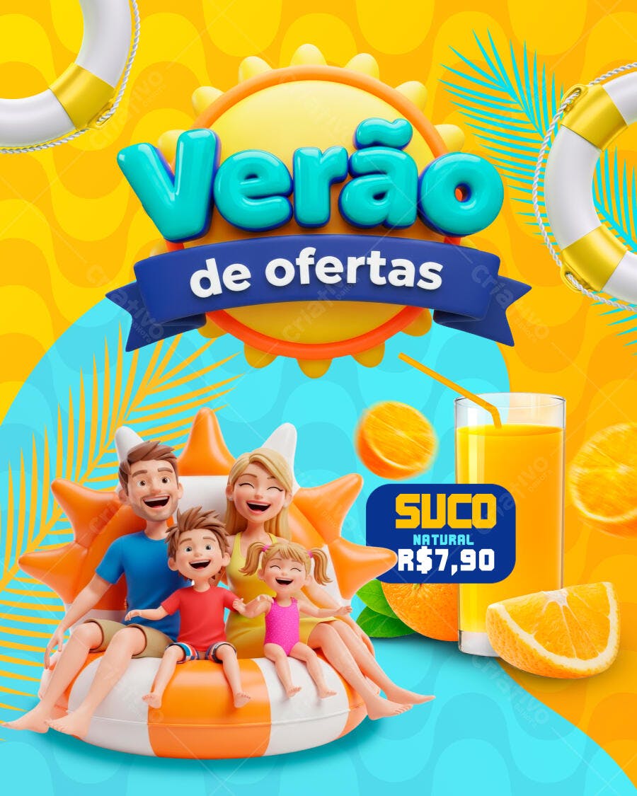 Flyer Verão de Ofertas Família Suco Natural PSD Editável