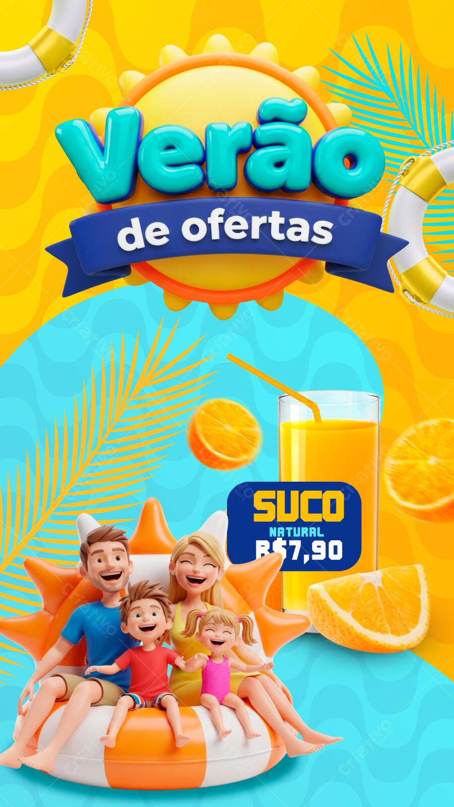 Post Instagram Verão de Ofertas Família PSD Editável