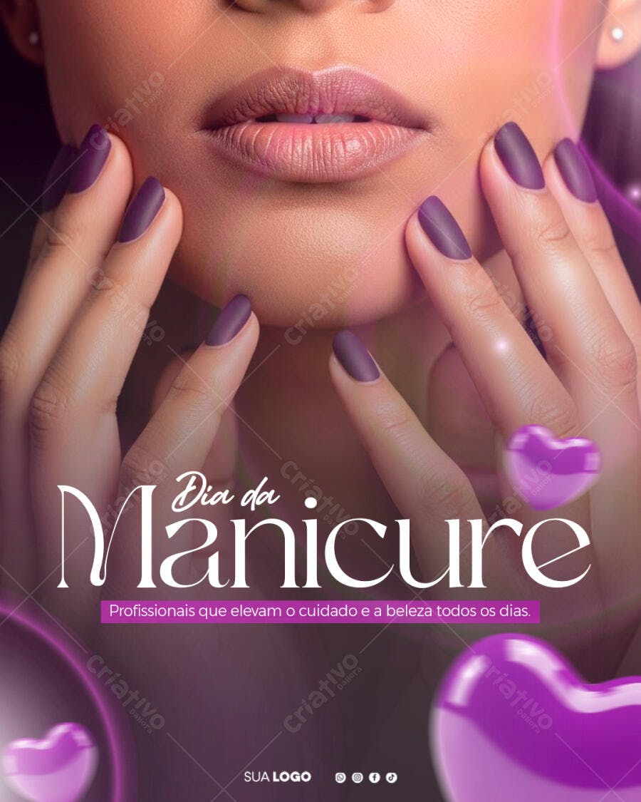 Post Instagram Dia da Manicure Salão de Beleza PSD Editável