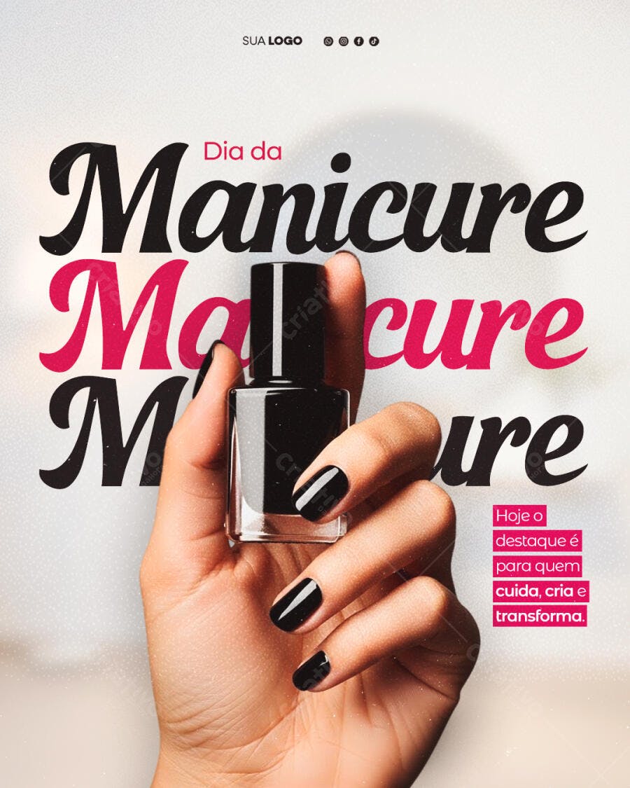 Post Dia da Manicure Salão de Beleza PSD Editável