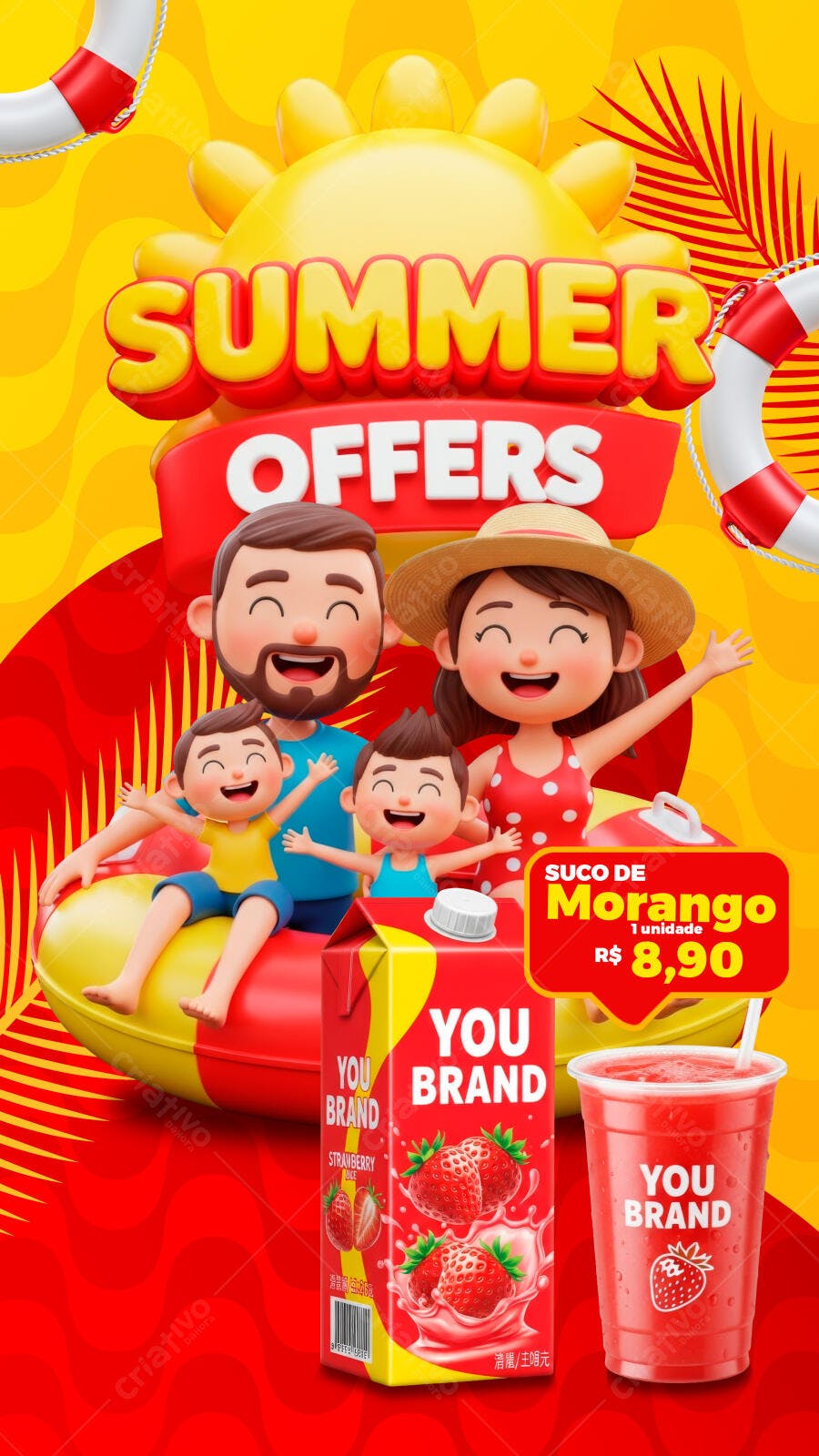 Post Instagram Verão Ofertas Família PSD Editável