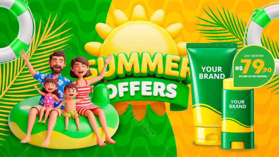 Banner Verão Promoção Produtos Sol PSD Editável
