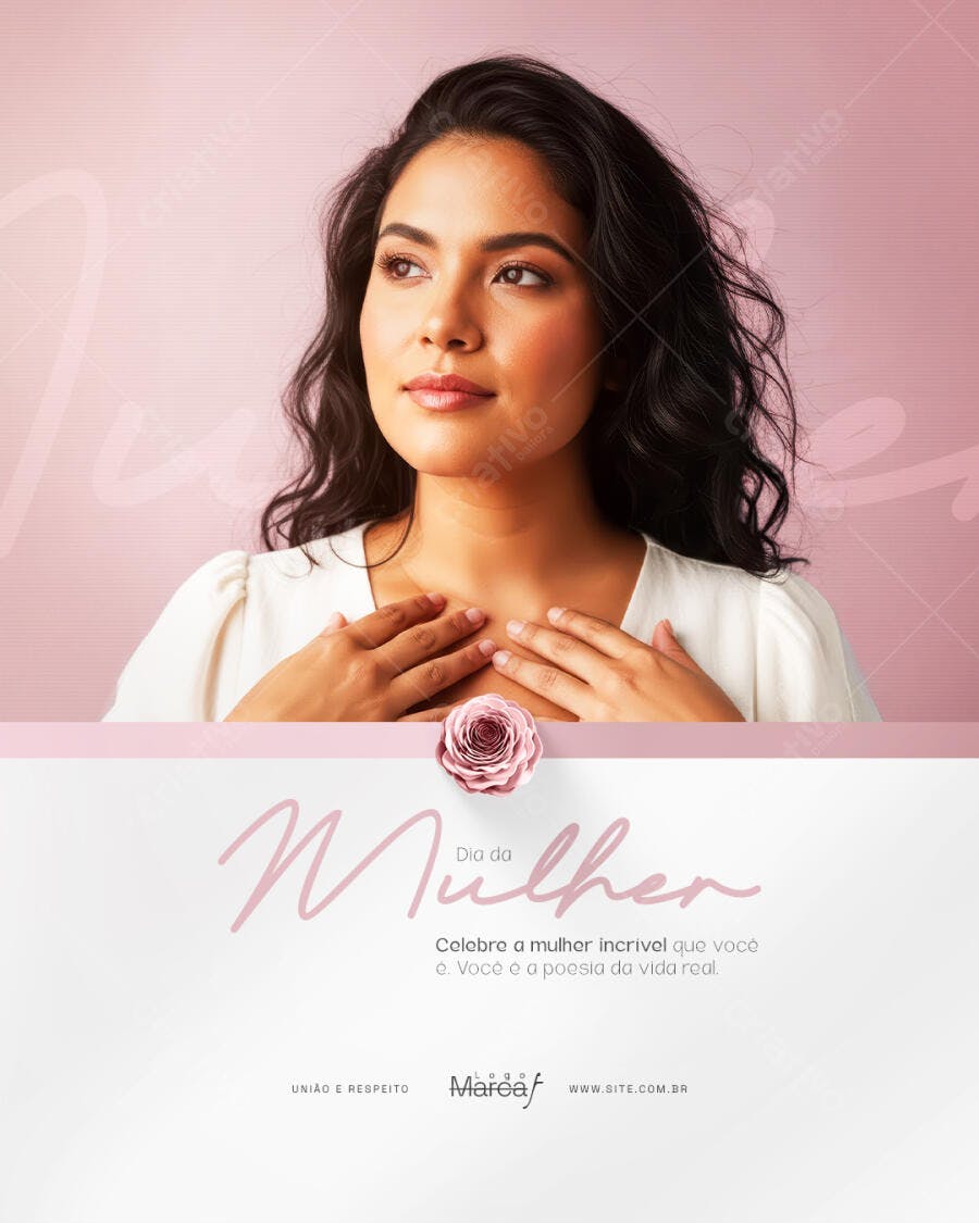 Post Instagram Dia da Mulher 8 de Março PSD Editável