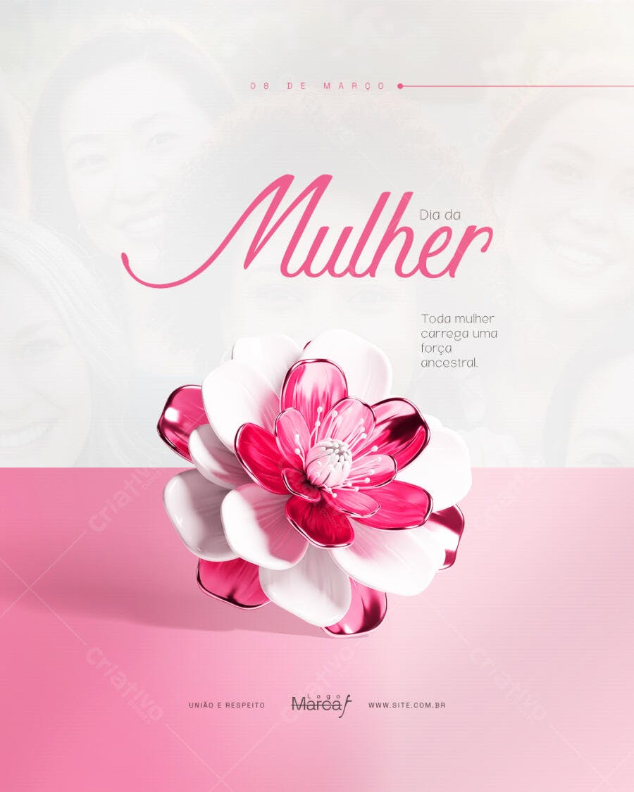 Post Instagram Dia Internacional da Mulher 8 de Março PSD Editável
