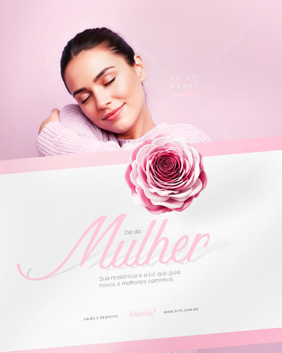 Post Instagram Dia Internacional da Mulher 8 de Março PSD Editável