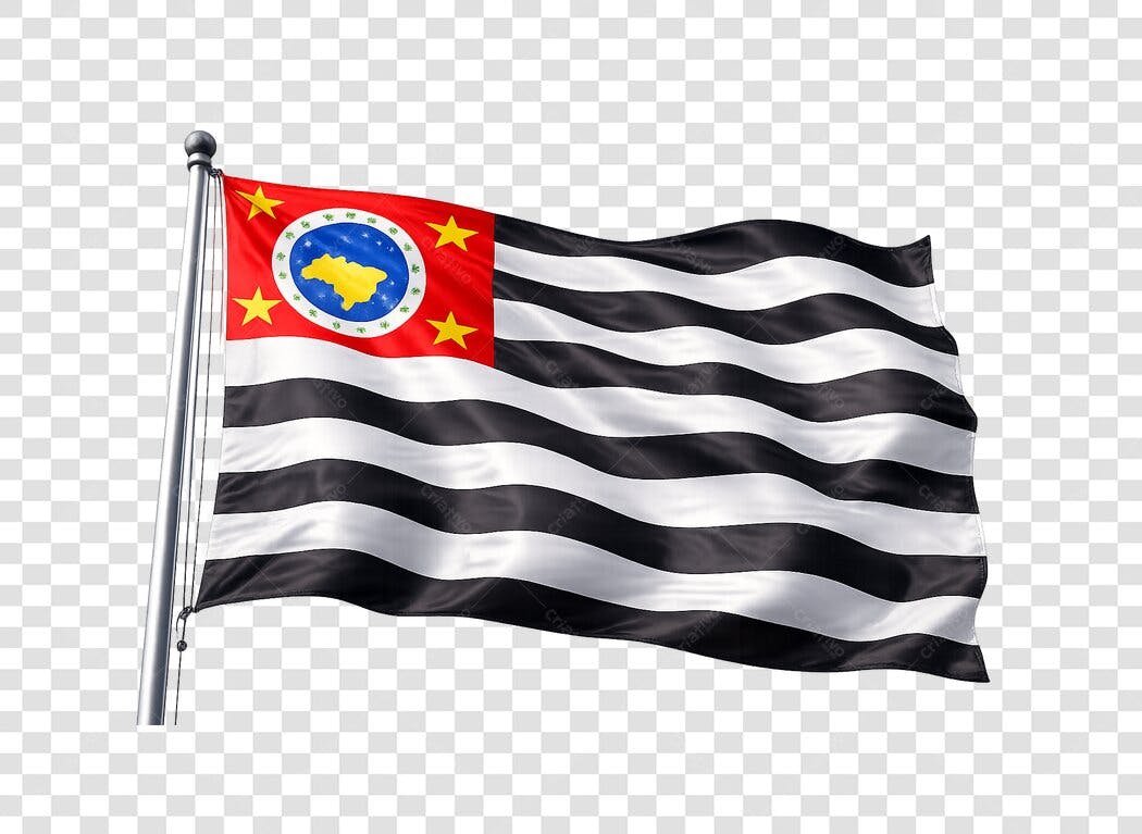 Bandeira de São Paulo Tremulando PNG Fundo Transparente