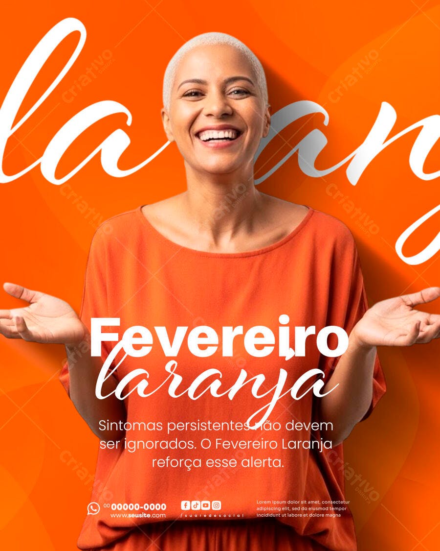 Post Fevereiro Laranja Campanha Saúde PSD Editável