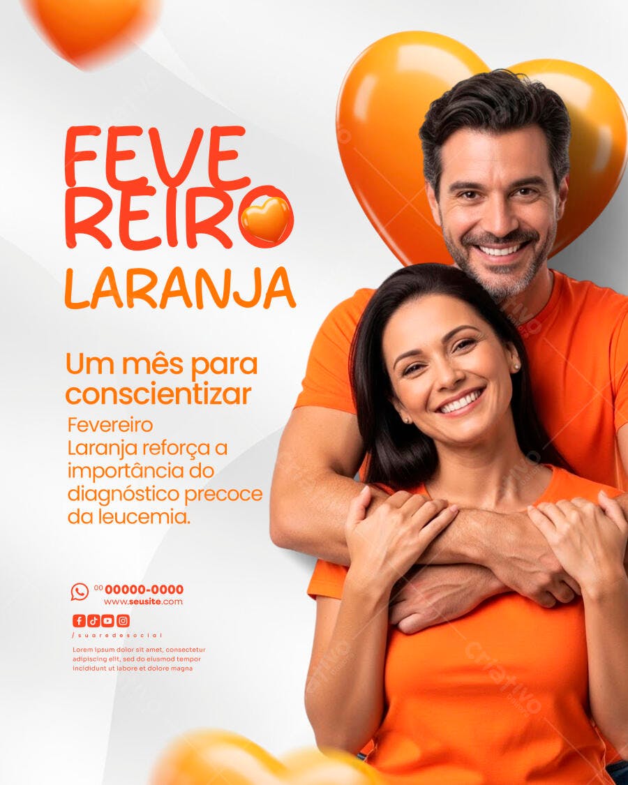 Post Instagram Fevereiro Laranja Conscientização PSD Editável