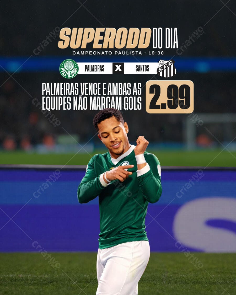Flyer Aposta Futebol Palmeiras x Santos Superodd Psd Editável