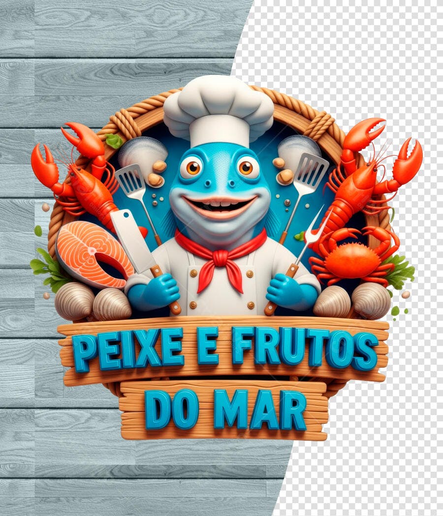 Logo Peixe Frutos do Mar Restaurante PSD Editável