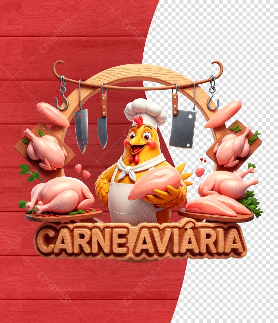 Carne Aviária Frango Açougue PSD Editável