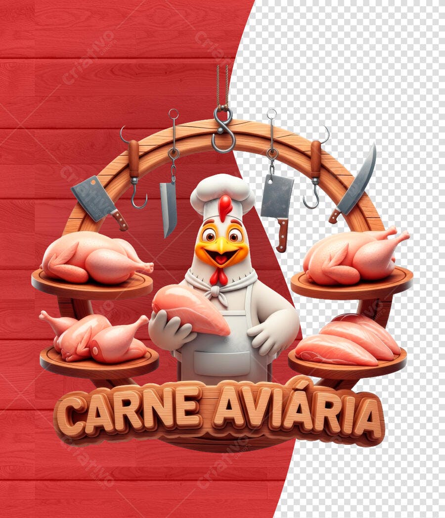 Arte Digital Carne Aviária Frango Açougue PSD Editável