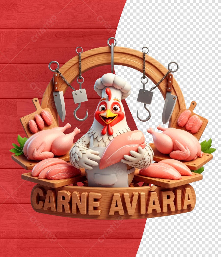 Carne Aviária Frango Açougue PSD Editável