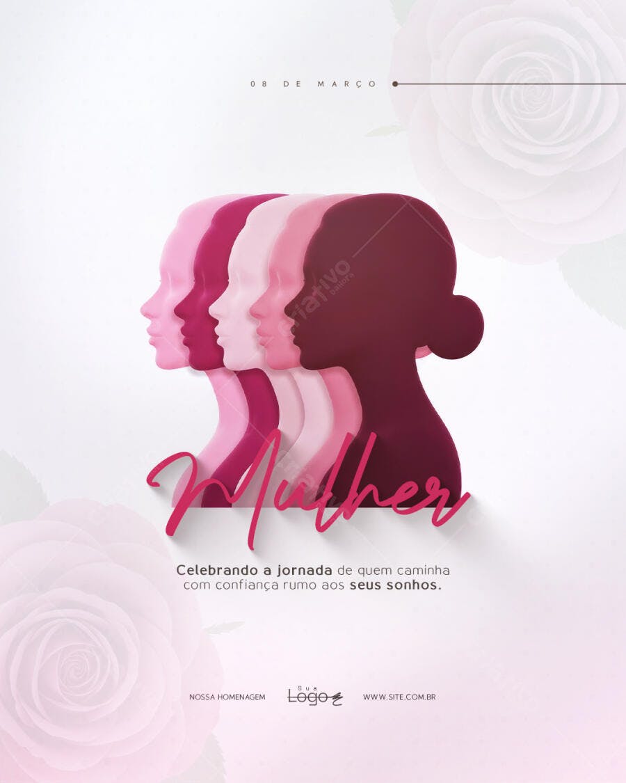 Post Dia Internacional da Mulher 8 de Março PSD Editável