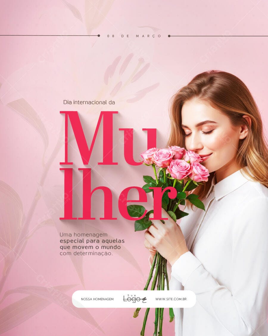 Post Instagram Dia da Mulher 8 de Março PSD Editável