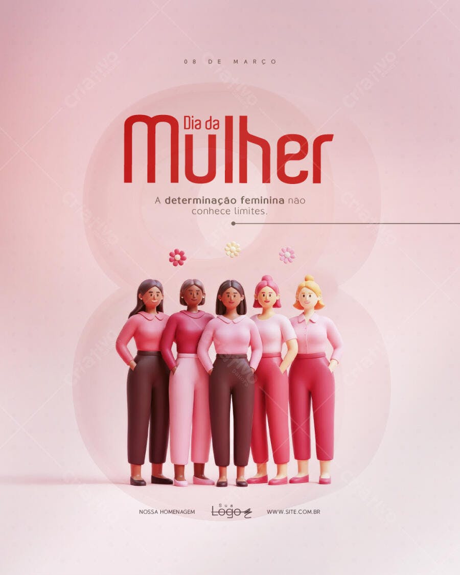 Post Instagram Dia da Mulher 8 de Março PSD Editável