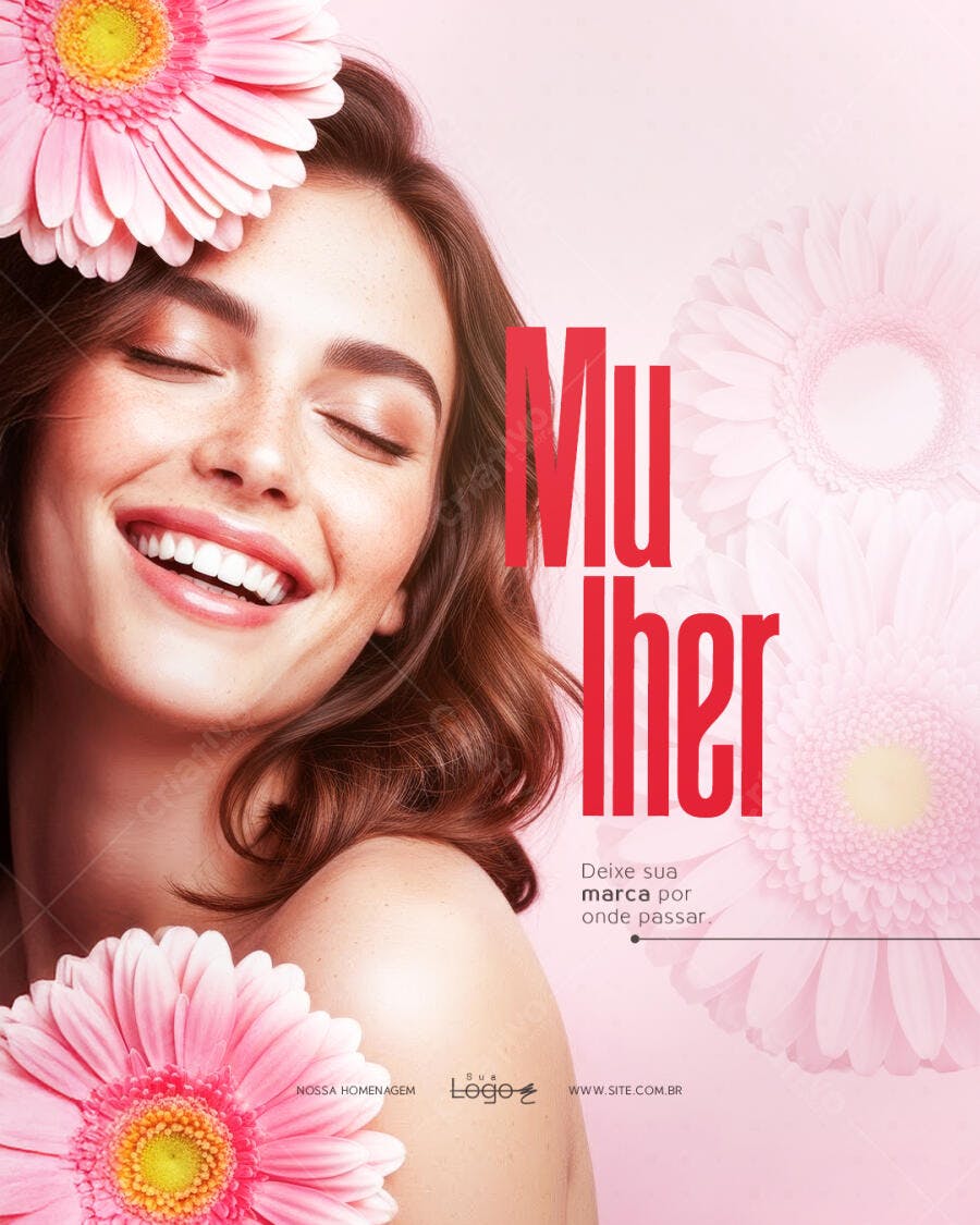 Post Dia Internacional da Mulher 8 de Março PSD Editável
