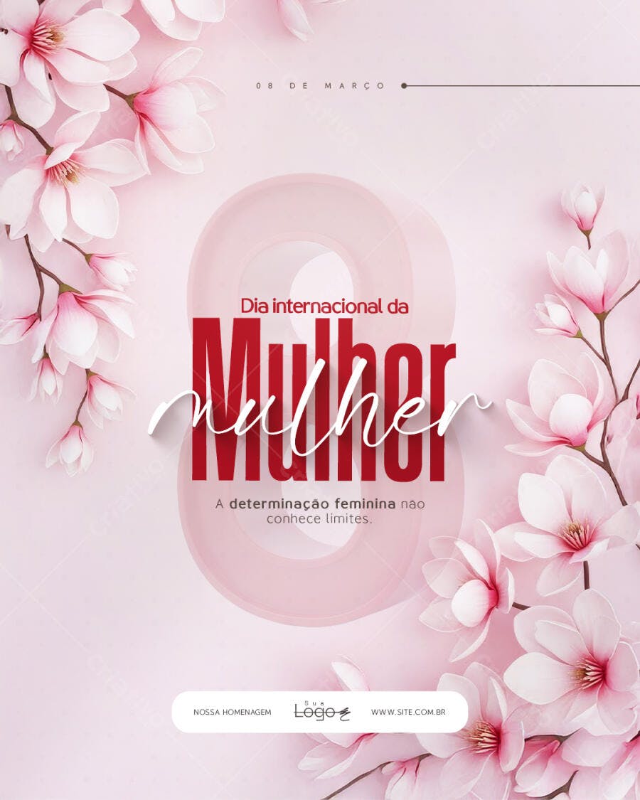 Post Dia Internacional da Mulher 8 de Março PSD Editável
