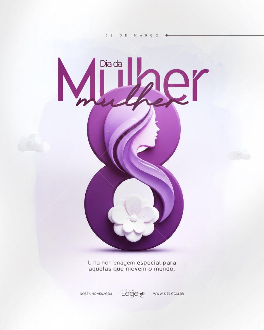 Post Dia da Mulher 8 de Março PSD Editável